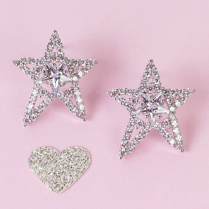 13015 - Crystal Star Earrings - Silver