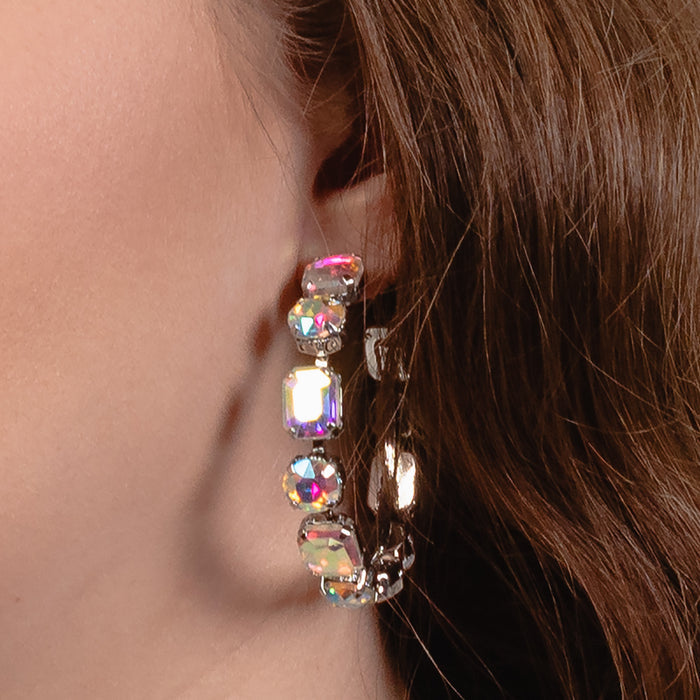 13018 - Crystal Hoop Earrings - AB