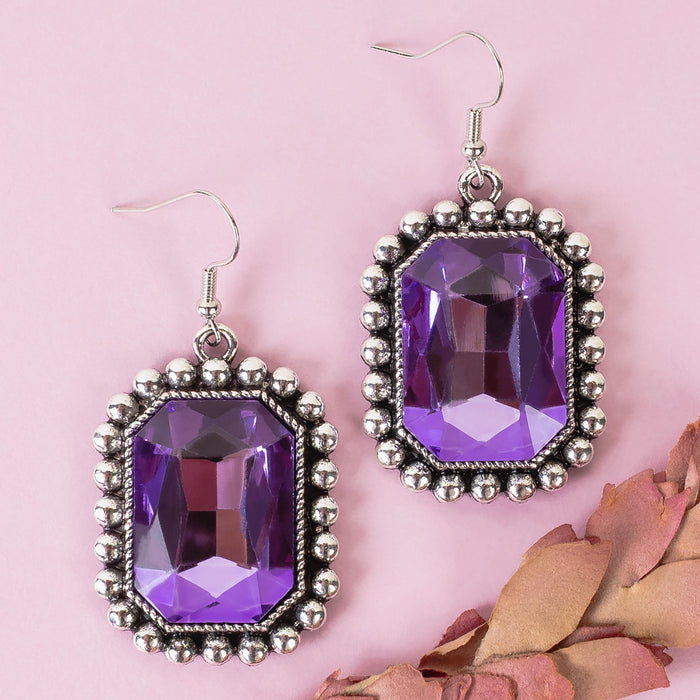 13027 - Crystal Earrings - Purple