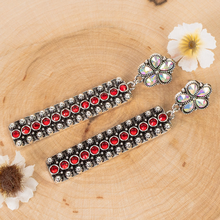 93432 - Western Bar Earrings - Red