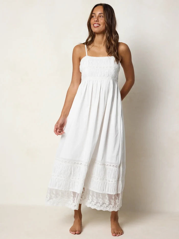 Amber Cotton Lace Maxi Dress - White-view 8