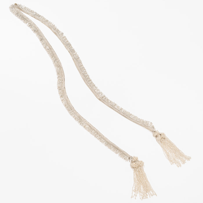 Silver bridal parandi - beaded lace and tassels for wedding braids