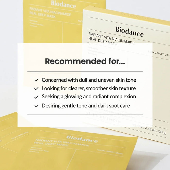 Biodance Radiant Vita Niacinamide Real Deep Mask (34g*4) - Beauty Tribe