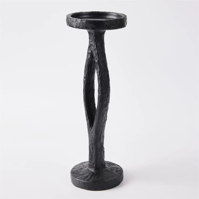Black polyresin pillar candle holder