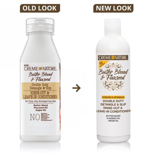Butter Blend & Flaxseed Double Duty Detangle & Slip Rinse-Out & Leave-In Conditioner 12oz by CREME OF NATURE