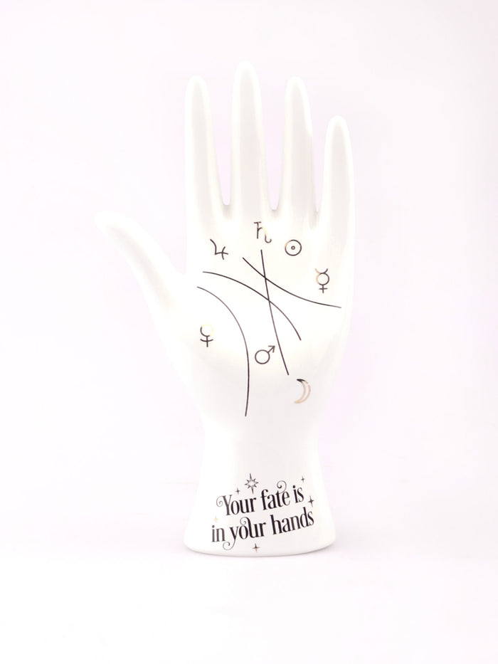 Ceramic Palmistry Hand Ornament | White-Image 2