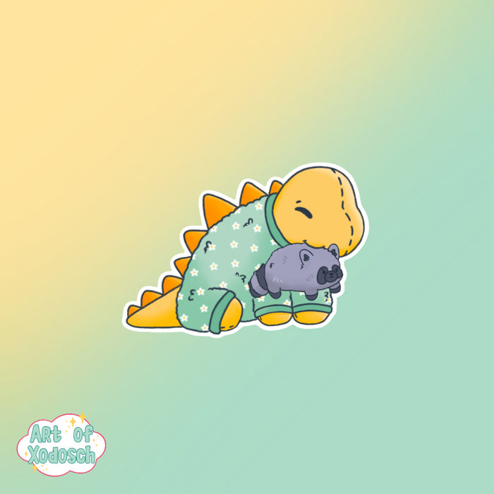 dino in pjs sticker