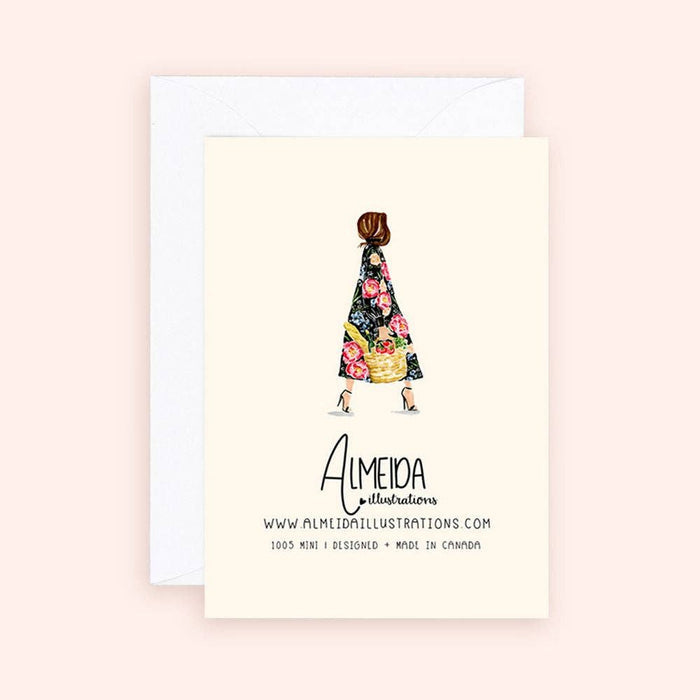 Floral Baguette Market Girl Enclosure Card