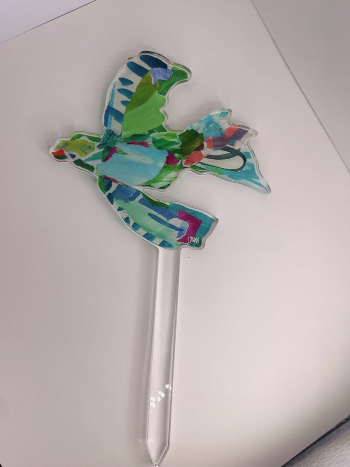 Green Bird Plant Stick