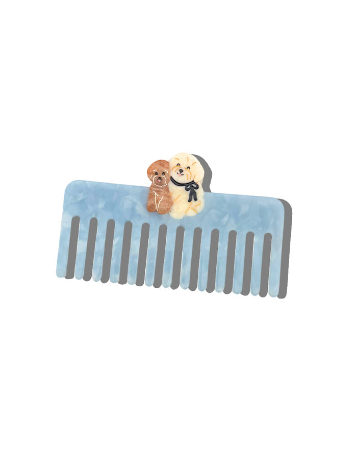 Hand-painted Puppy Friends Detangling Wide Tooth Hair Comb | Eco-Friendly