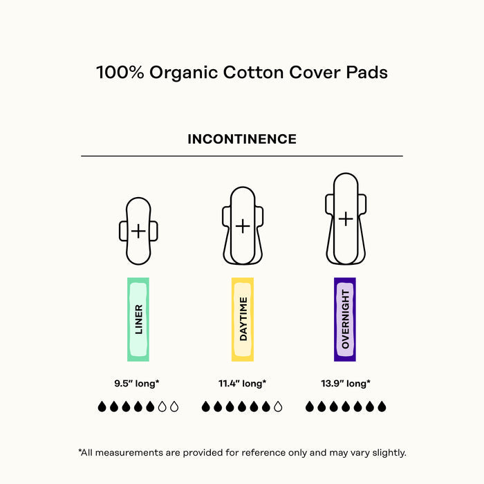 Incontinence 100% Organic Cotton Comfort Cover Daytime Pads