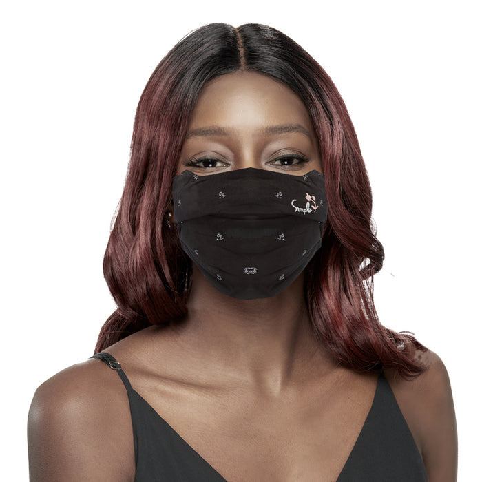 KIM & C Fashion Embroidery Face Mask - Black