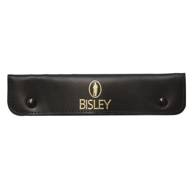Black leather sheath with 'Bisley' branding on a white background