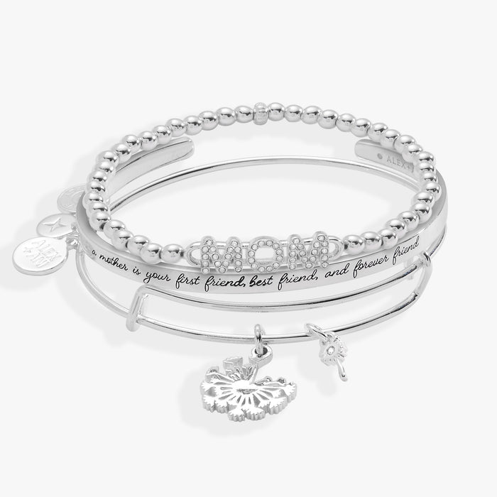 Mom Dandelion Bracelet SILVER SET OF 3