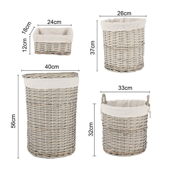 NNEDSZ 4 Piece Wicker Storage Baskets With Liner Set