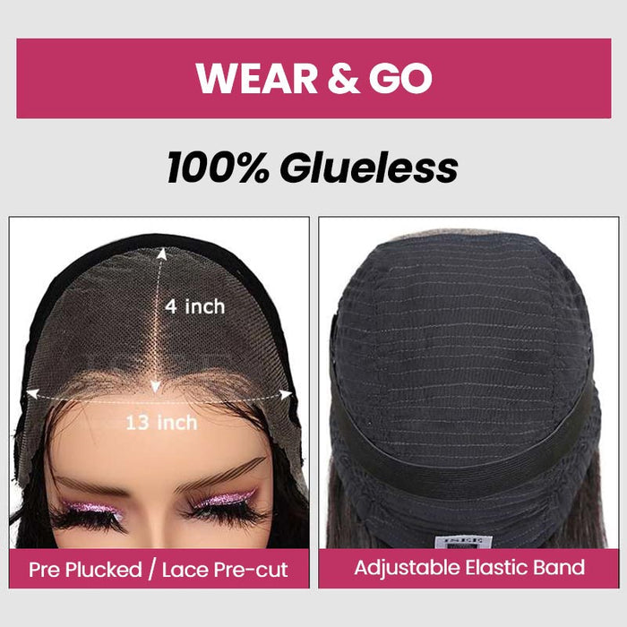 QVR Pre-cut 13x4 HD Lace Frontal Human Hair Wigs Straight Wear and Go Wig For Beginners