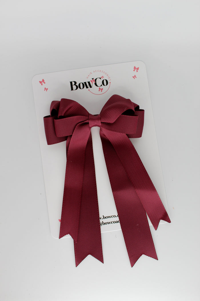 School Bow Burgundy - Double Bow Tail