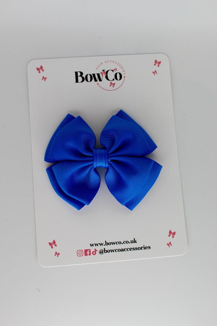 School Bow Royal Blue - Layer Edge Bow - Clip