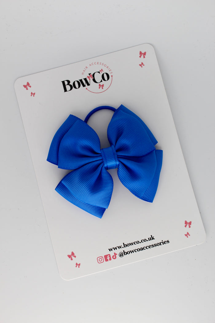 School Bow Royal Blue - Layer Edge Bow - Elastic