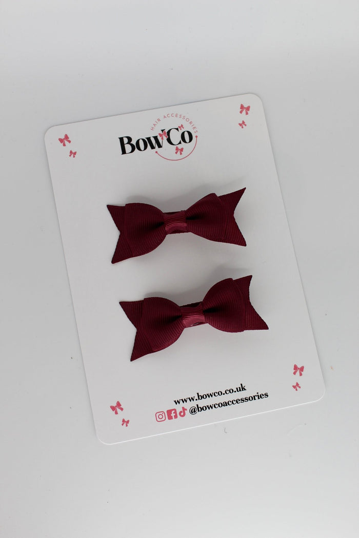 School Bows Burgundy - Layer Tail Bow Set - Clip