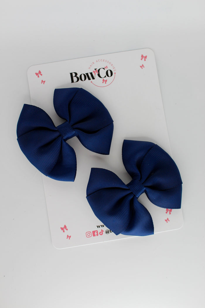School Bows Navy Blue - Round Tuxedo Bow Set - Clip