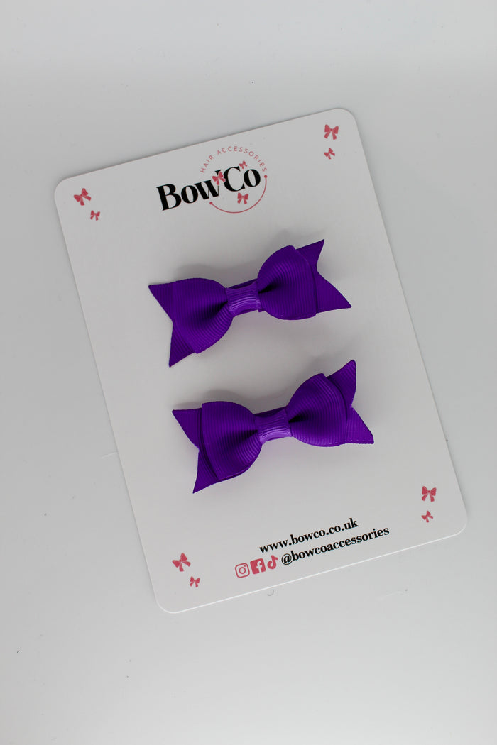 School Bows Purple - Layer Tail Bow Set - Clip