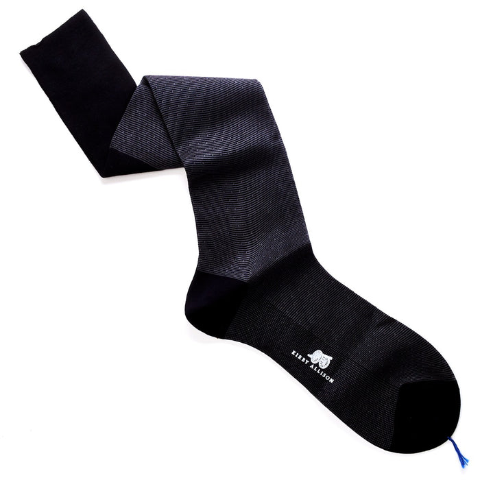 Knit in Italy, Sovereign Grade Horizontal Jacquard Cotton Dress Socks by KirbyAllison.com on a white background.