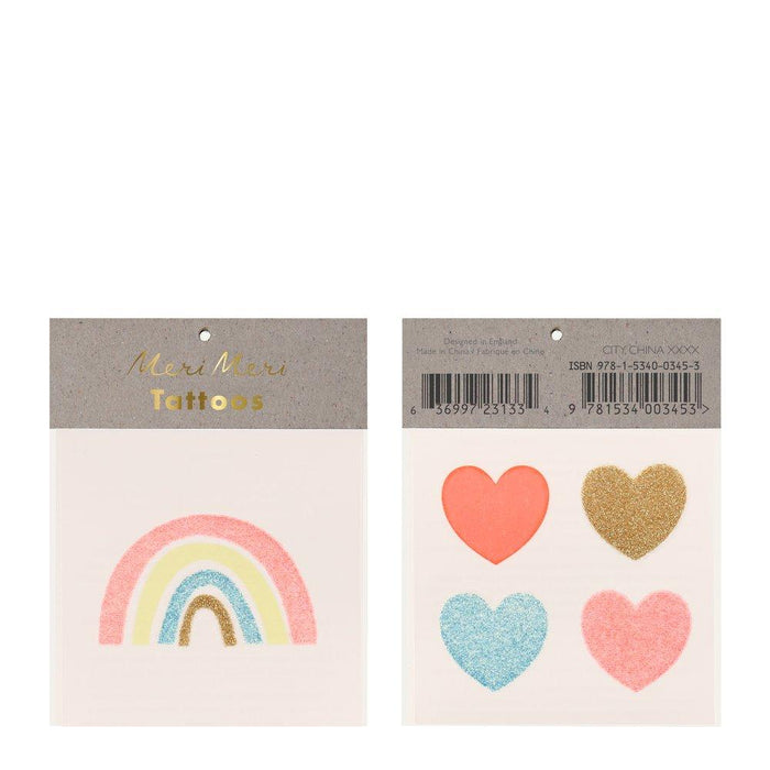 Temporary Tattoo - Rainbow & Hearts