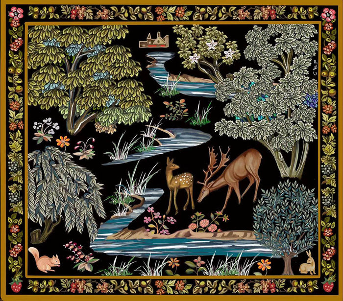 William Morris The Brooks Black - Wall Hanging 140cm x 124cm (120 rod)