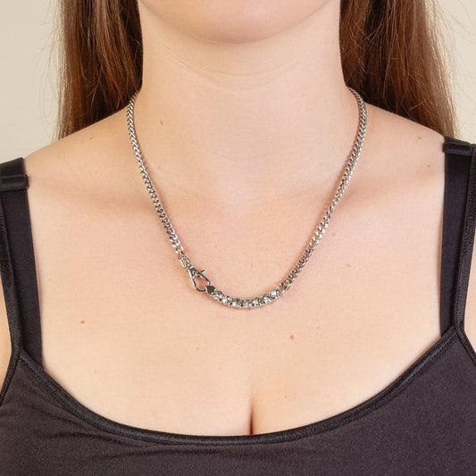 12001 - Crystal Pendant Necklace - Silver