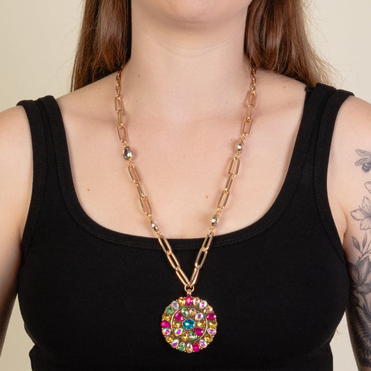 1256 - Crystal Pendant Necklace - Multi