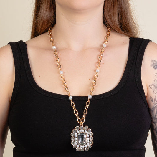 1271 - Crystal Pendant Necklace - Clear