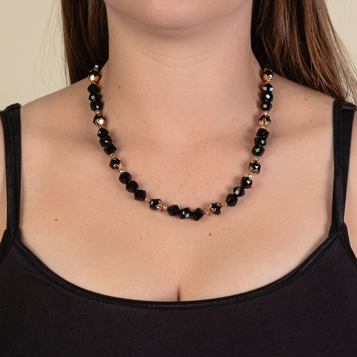 1279 - Crystal Beaded Necklace - Black