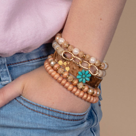 1415 - Stacked Bracelets - Beige