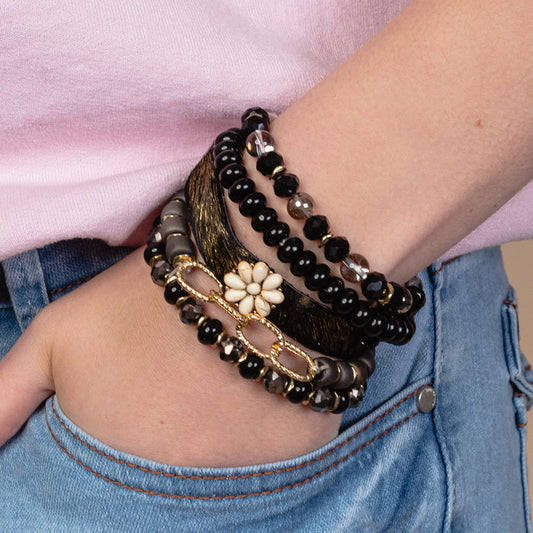 1415 - Stacked Bracelets - Black