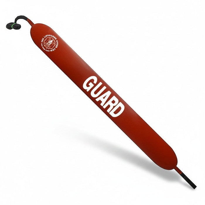 The Lifeguard Store 50" red vinyl rescue tube with white "GUARD" lettering and a black towline.