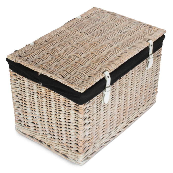 60cm Whitewash Chest Wicker Storage Basket