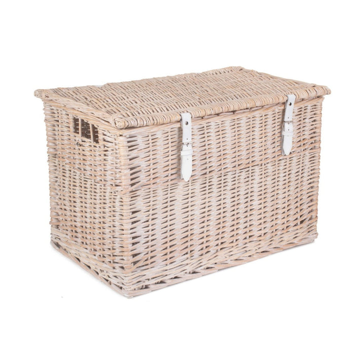 60cm Whitewash Chest Wicker Storage Basket