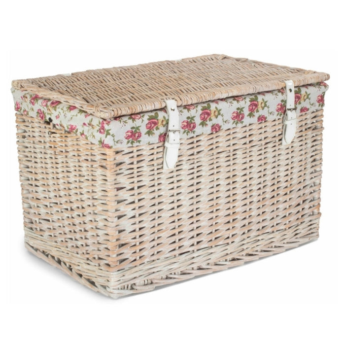 60cm Whitewash Chest Wicker Storage Basket