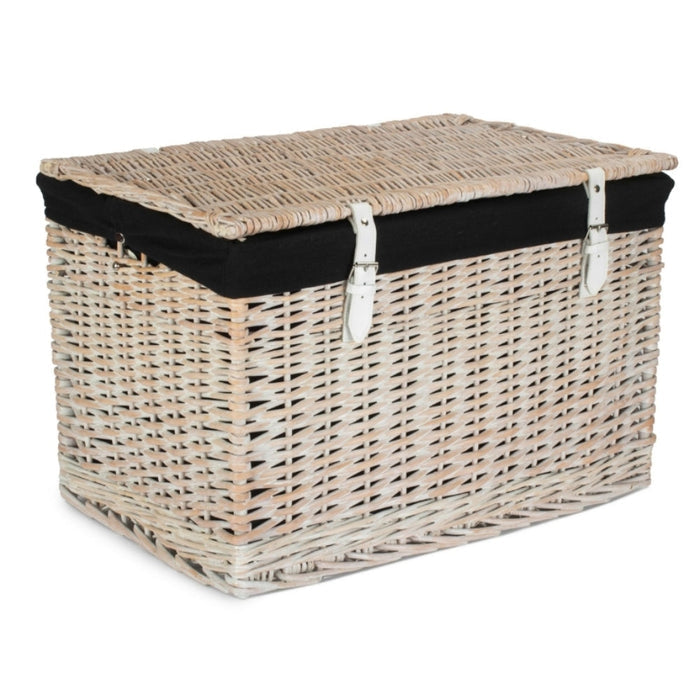 60cm Whitewash Chest Wicker Storage Basket