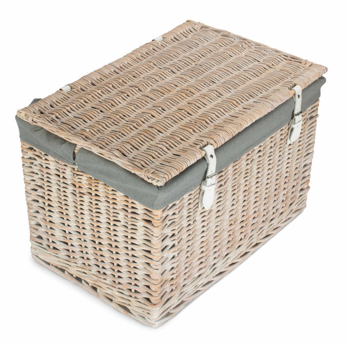 60cm Whitewash Chest Wicker Storage Basket