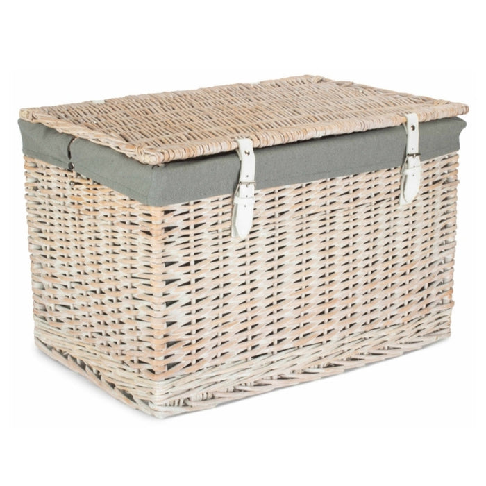 60cm Whitewash Chest Wicker Storage Basket
