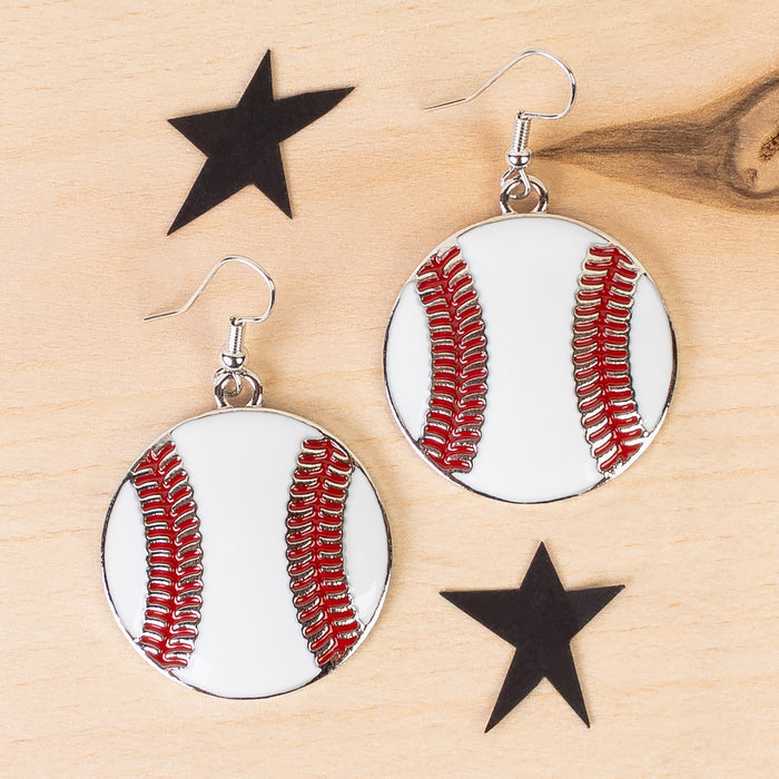 93428 - Baseball Earrings - Red & White
