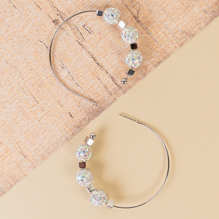 93435 - Crystal Hoop Earrings - AB
