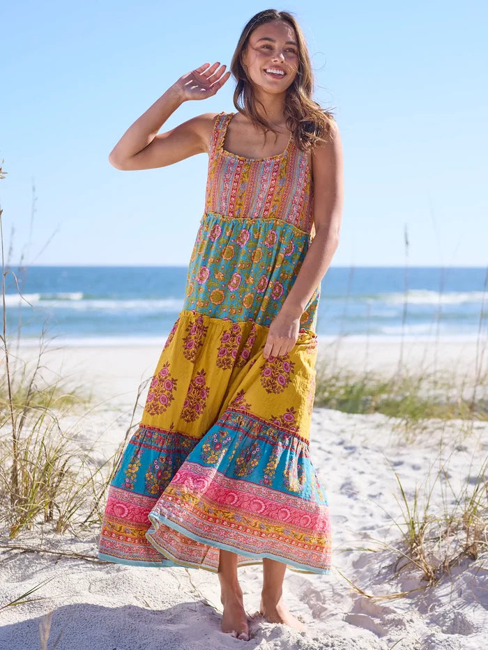 Adele Midi Dress - Wildflower Medallion Gold-view 1