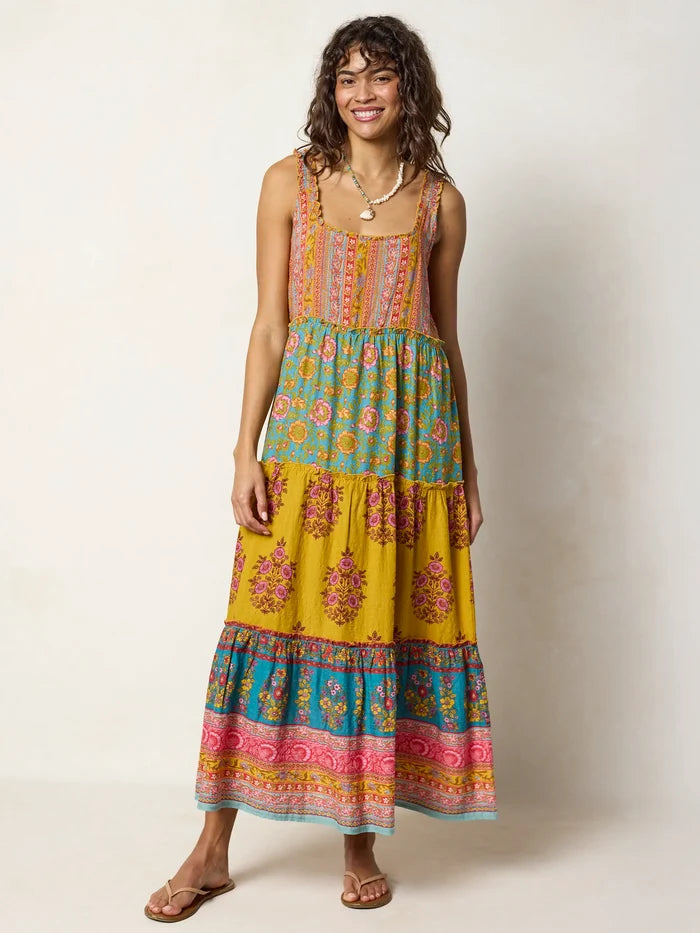 Adele Midi Dress - Wildflower Medallion Gold-view 2