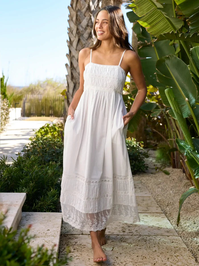 Amber Cotton Lace Maxi Dress - White-view 1