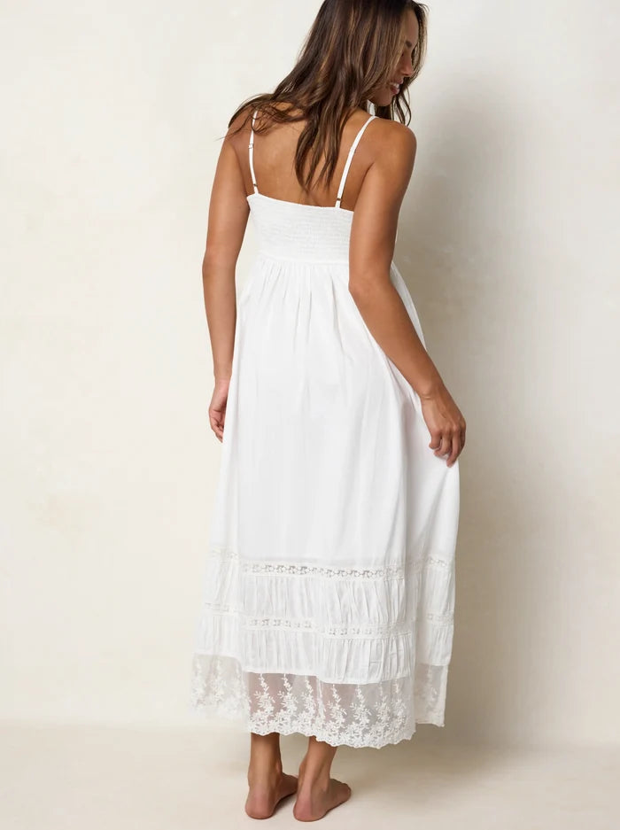 Amber Cotton Lace Maxi Dress - White-view 5