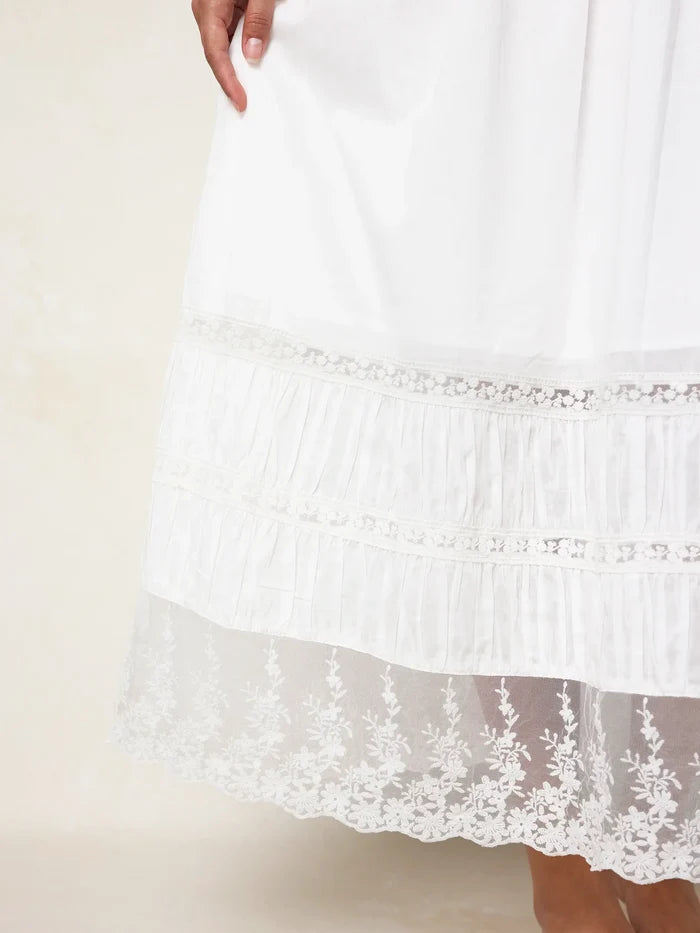 Amber Cotton Lace Maxi Dress - White-view 7