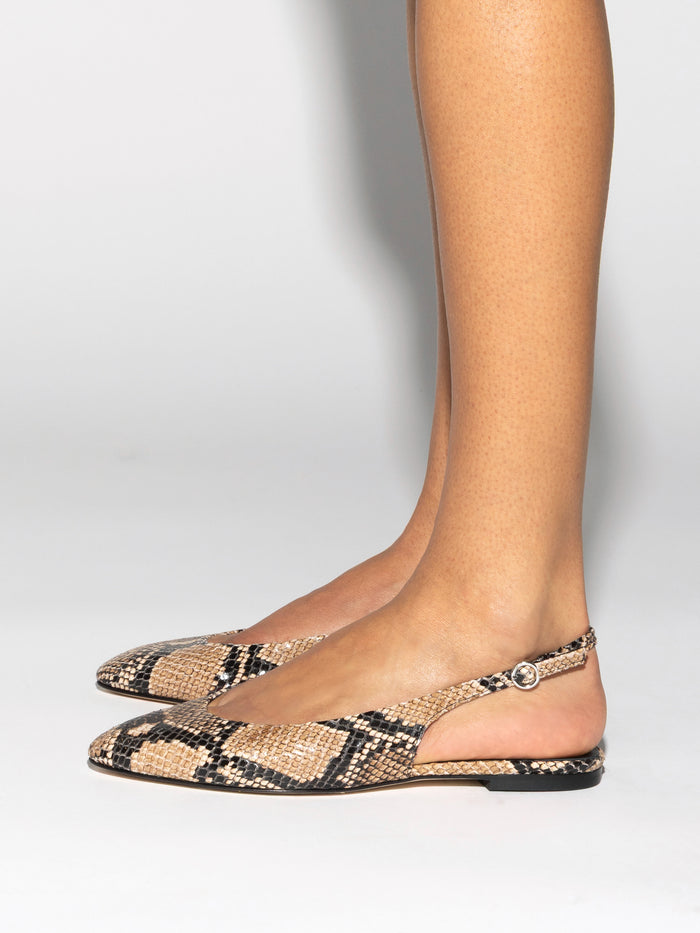 Amelia Snake Print Slingback Flats